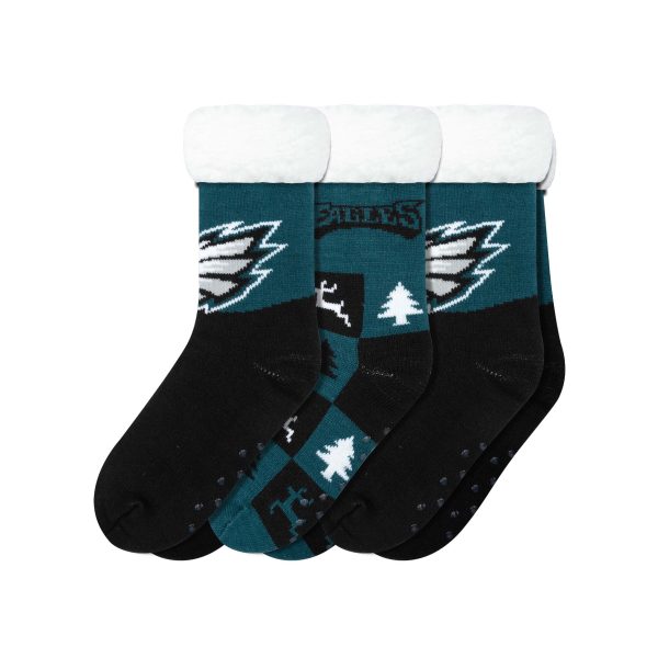 Philadelphia Eagles NFL Womens Fan Footy 3 Pack Slipper Socks Supply
