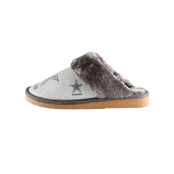 Dallas Cowboys NFL Womens Glitter Open Back Fur Moccasin Slippers Online - Image 4